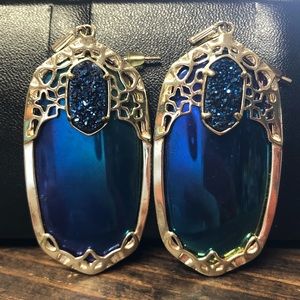 Kendra Scott Cobalt Blue Dangle Earrings w/ Druzy
